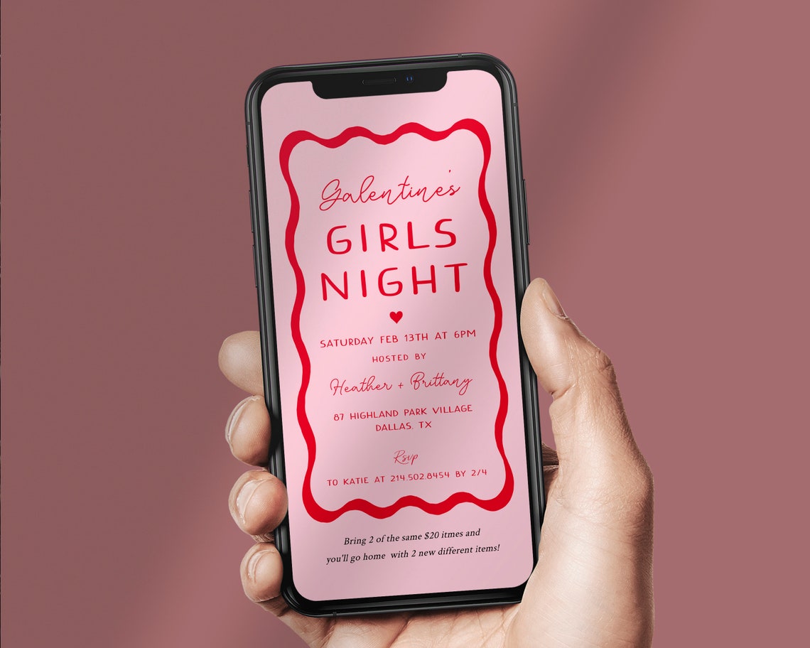 Galentine's Girls Night Invitation Template, Galentines Evite ...