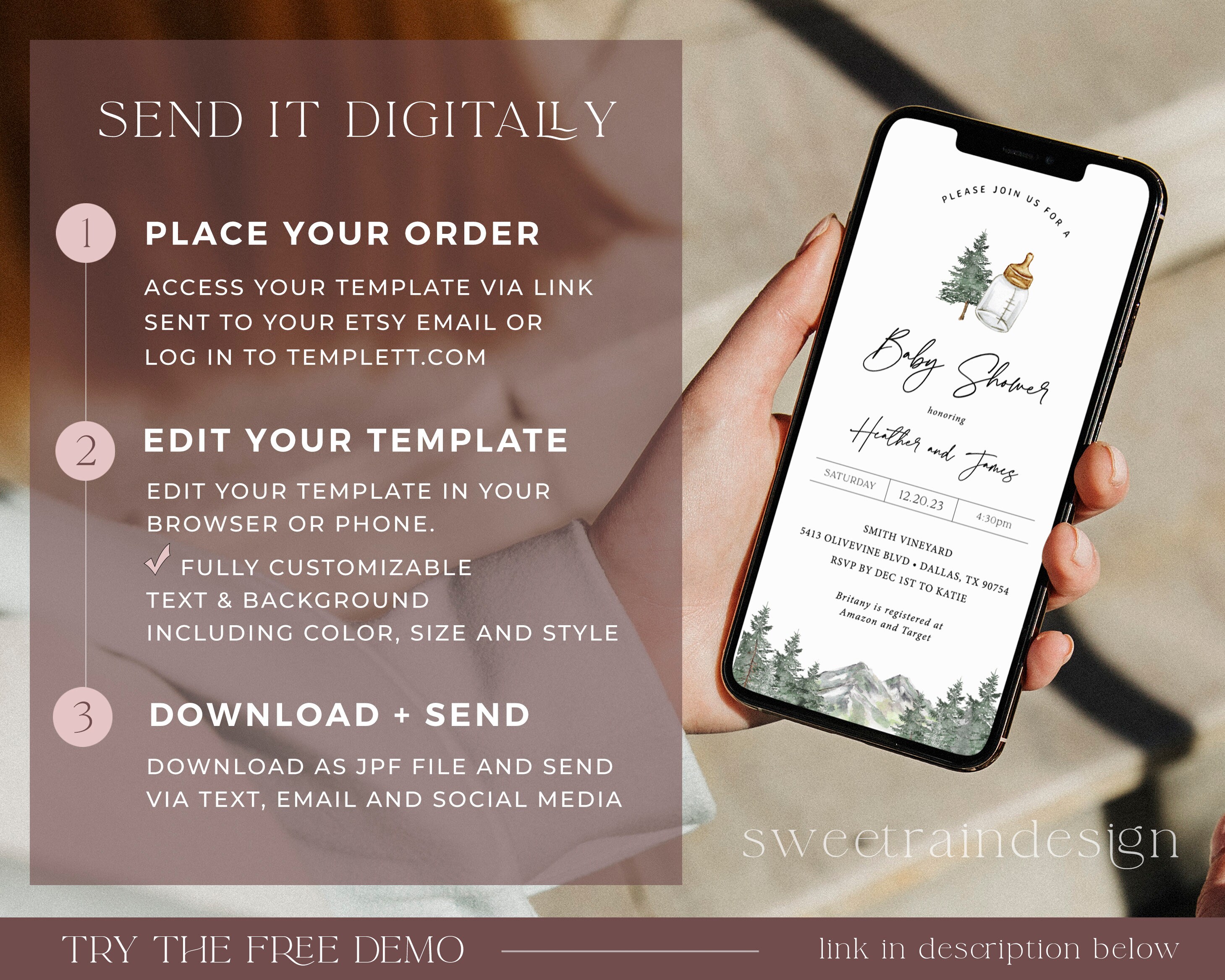 Mountain Winter Baby Shower Evite, Boy Baby Shower Smartphone Invite ...