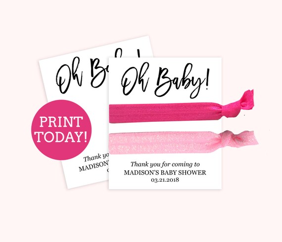 Hair Tie Card Baby Shower Template Diy Hair Tie Favors Printable