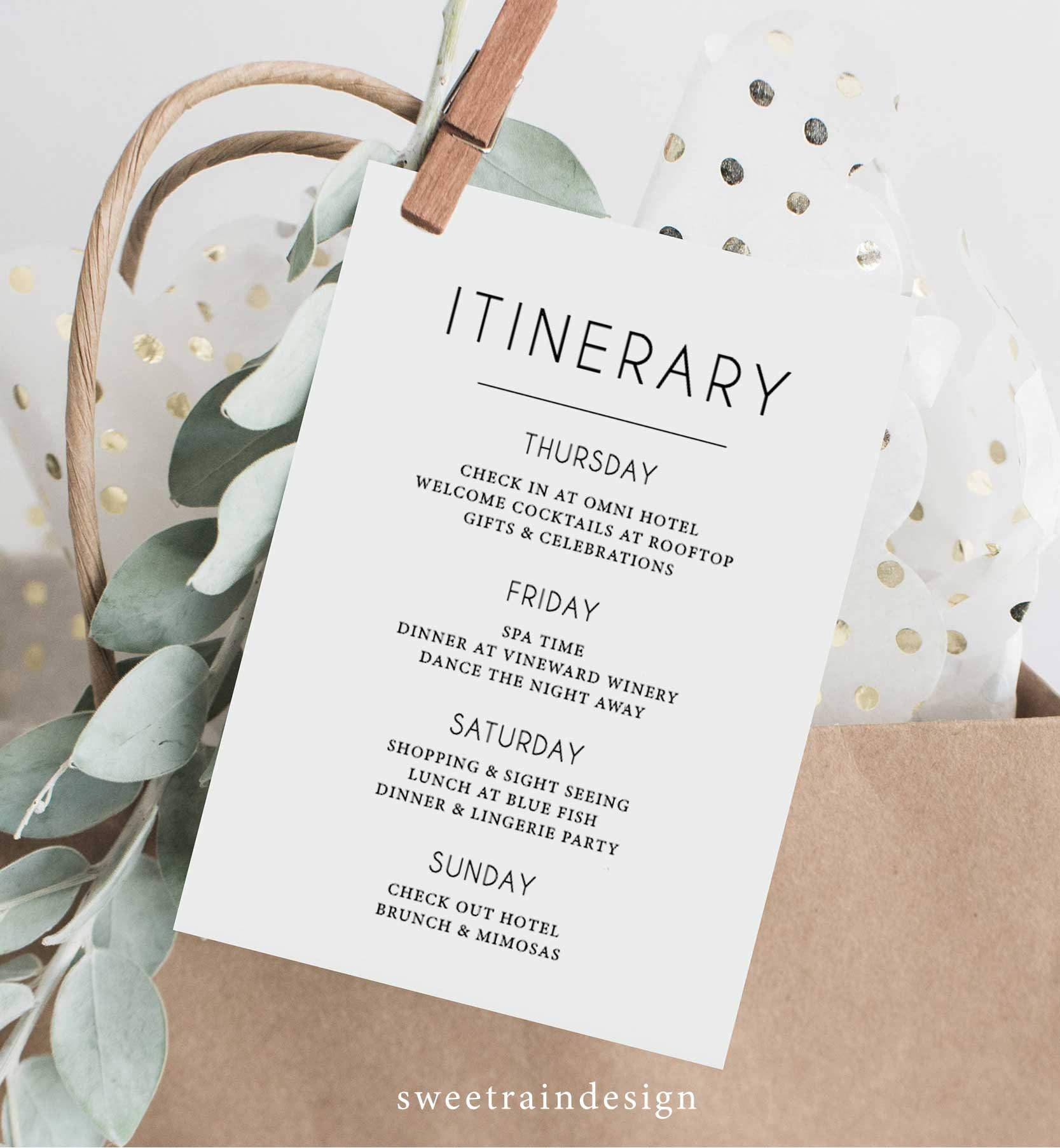 Itinerary for Wedding Simple Itinerary Template Destination image