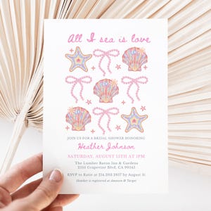 All I Sea Is Love Bridal Shower Invitation Template, Ocean Coastal Bridal Shower Invite, Boho Beach Bridal Shower, Editable, Canva