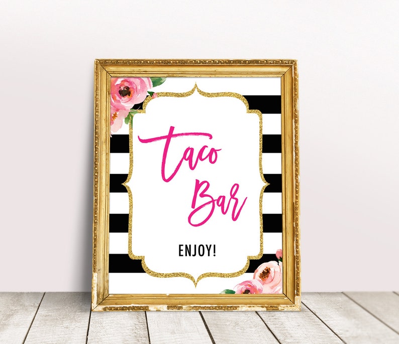 Taco Bar Sign Kate Bridal Shower Printable Spade Baby Shower - Etsy