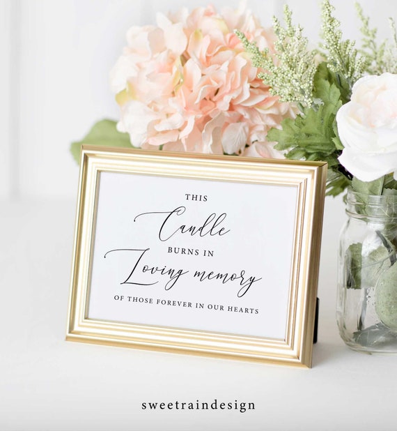 Wedding Memorial Candle Sign, Wedding Memorial Sign Printable, This Candle Burns in Loving Memory Sign, Remembrance Candle Sign, Download Il_570xn