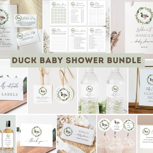 Duck Baby Shower Bundle Printable, Mallard Duck Baby Shower Games, Duck Theme, Gender Neutral Games, Mallard Baby Shower Decor, Editable DIY