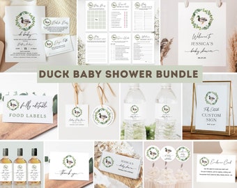 Duck Baby Shower Bundle Printable, Mallard Duck Baby Shower Games, Duck Theme, Gender Neutral Games, Mallard Baby Shower Decor, Editable DIY