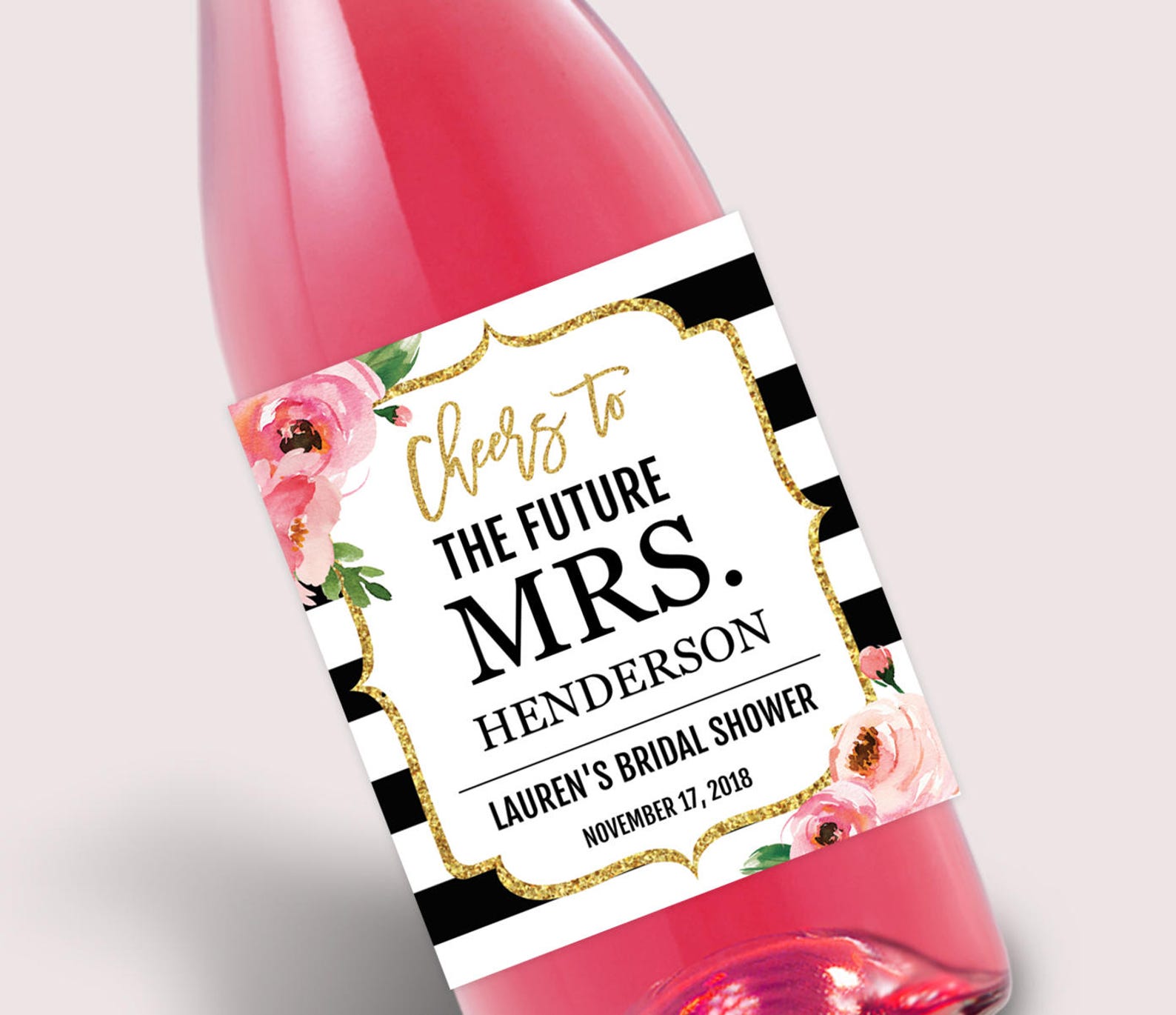 Bridal Shower Wine Bottle Labels PDF Personalized Kate - Etsy