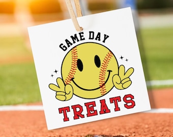 Softball Game Day Treat Bag Tag Printable, Softball Treat Tags, Instant Download, Team Gift Tag, Good Luck Goody Bag, Treat Tags for Team