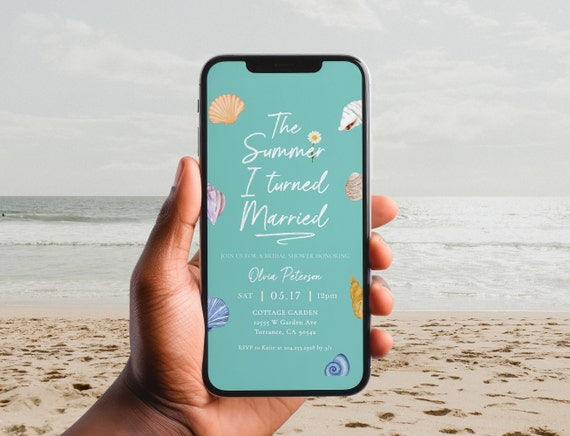 The Summer I Turned Married Bridal Shower Evite, Cousins Beach, TSITP Invite, Team Conrad, Costal Bride, Text Message, Instant Download