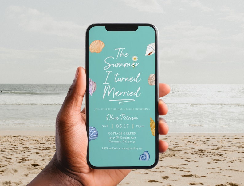 The Summer I Turned Married Bridal Shower Evite, Cousins Beach, TSITP Invite, Team Conrad, Costal Bride, Text Message, Instant Download image 1