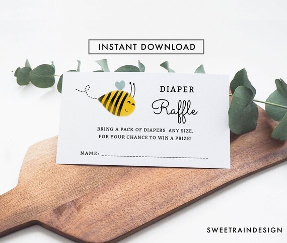 Honey Bee Baby Shower Diaper Raffle Card, Bee Baby Shower Insert, Diaper Raffle Ticket, Bee Baby Shower Games, Gender Neutral, Download 003 Il_570xn