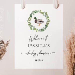 Mallard Duck Baby Shower Welcome Sign Template,  Editable, Gender Neutral Baby Shower Decor, Duck Hunting Baby Shower Sign, Large, Printable