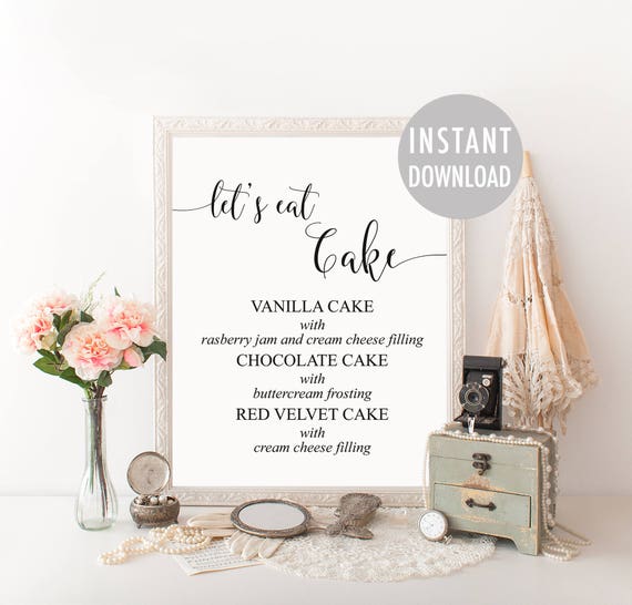  Wedding Cake Flavors Sign  Printable Editable Template 