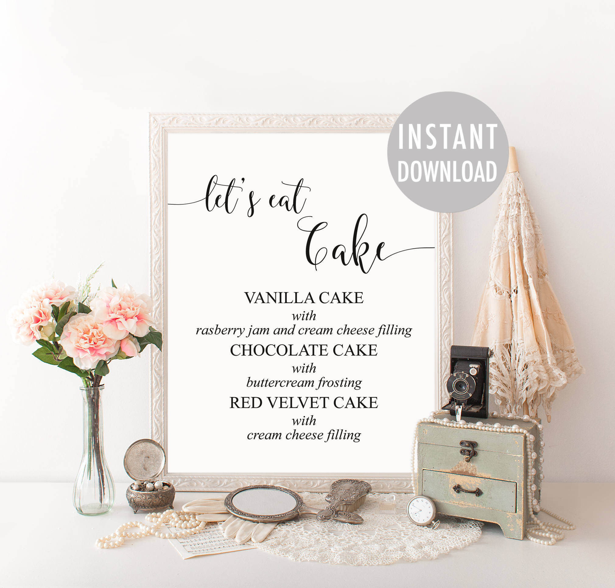 Wedding Cake Flavors Sign Printable Editable Template Rustic | Etsy