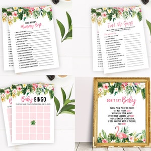 Tropical Baby Shower Games Bundle, Baby Shower Activities, Greenery Baby Shower Game, Summer Baby Shower Ideas, Baby Shower Baby Bingo Game image 3