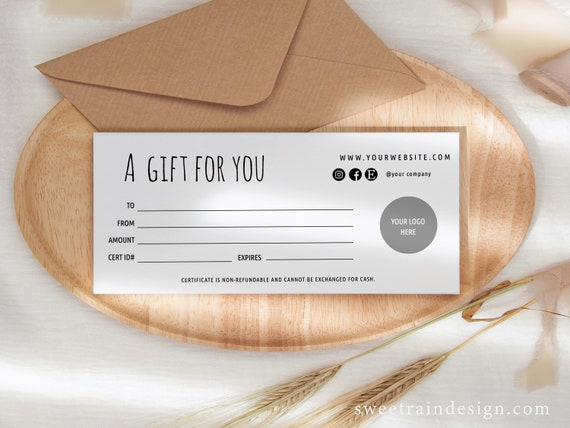 Modern Gift Certificate Template Editable Gift Card Gift - Etsy