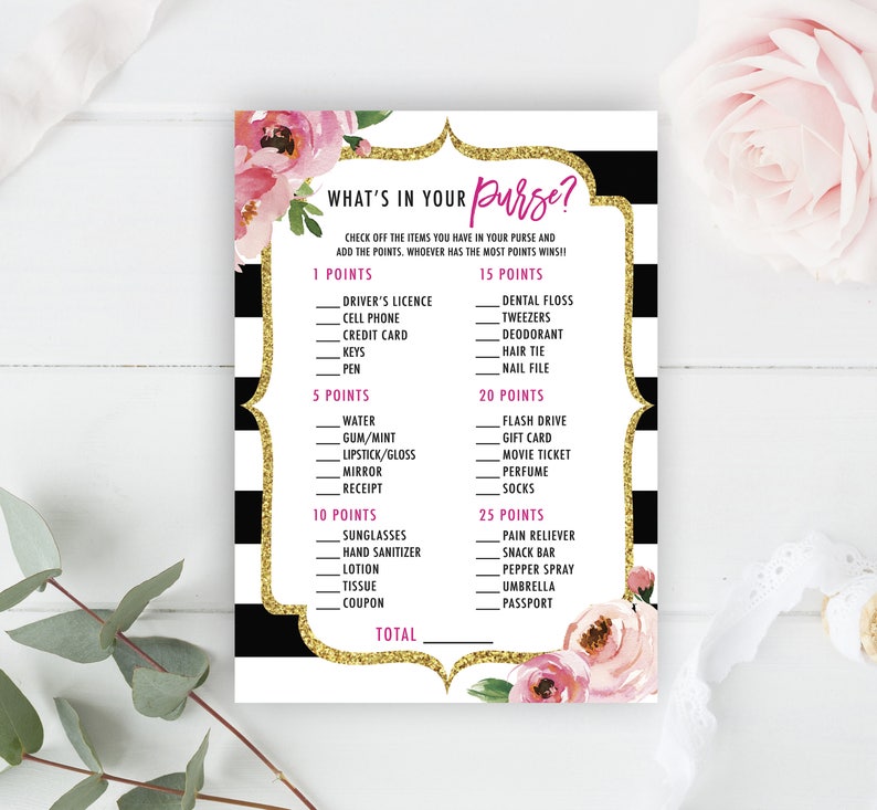 Kate Möhippa-lekpaket, utskrivbart möhippa-lekpaket, Bröllopsdusch-lek, Han sa att hon sa, Blommiga möhippa-aktiviteter DIY bild 4