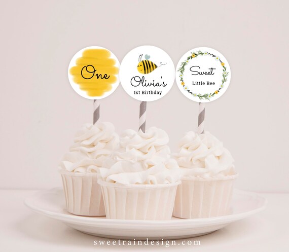bee birthday cake toppers template printable toppers bumble etsy