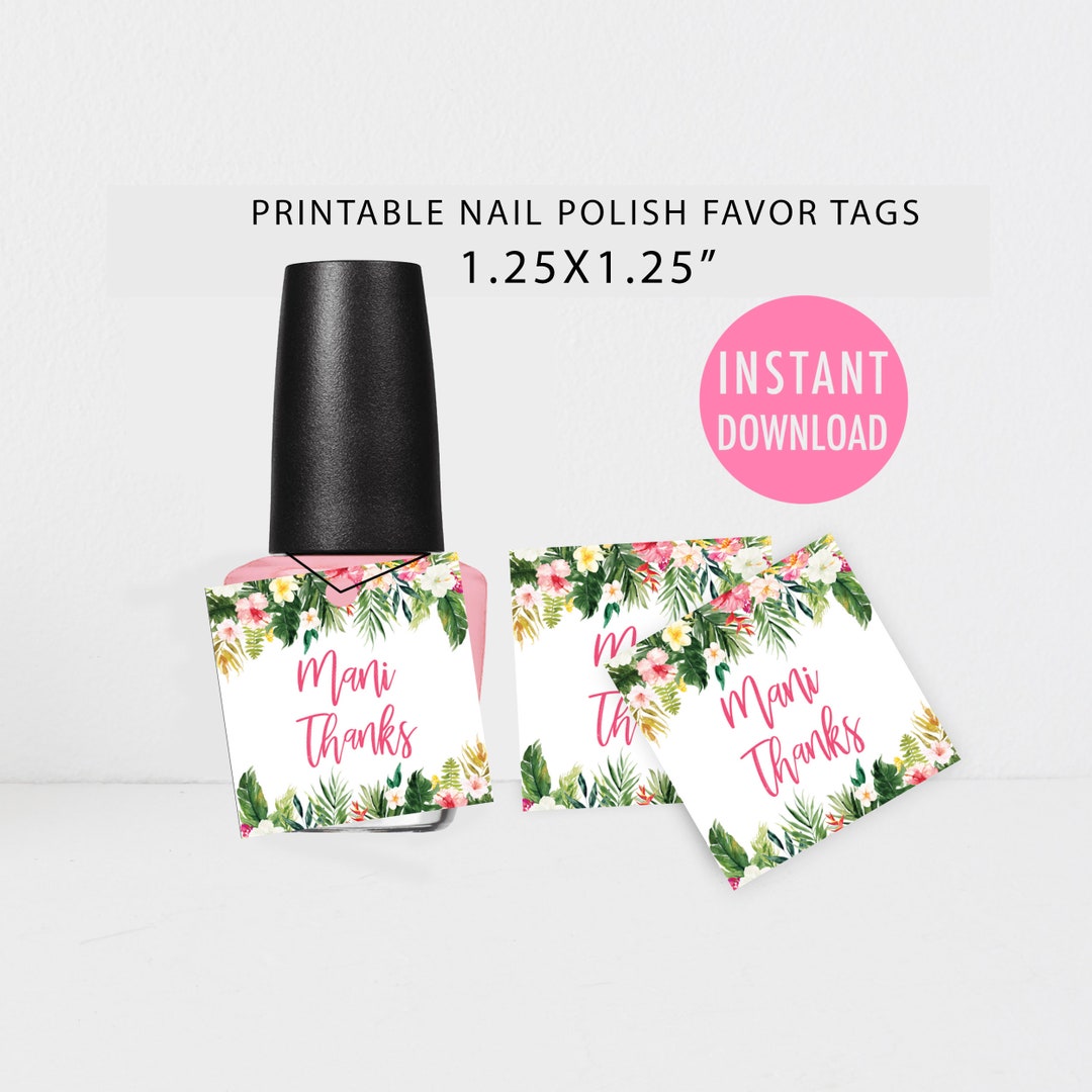 Printable Mani Thanks Tags, Tropical Favor Tag, Tropical Baby Shower ...