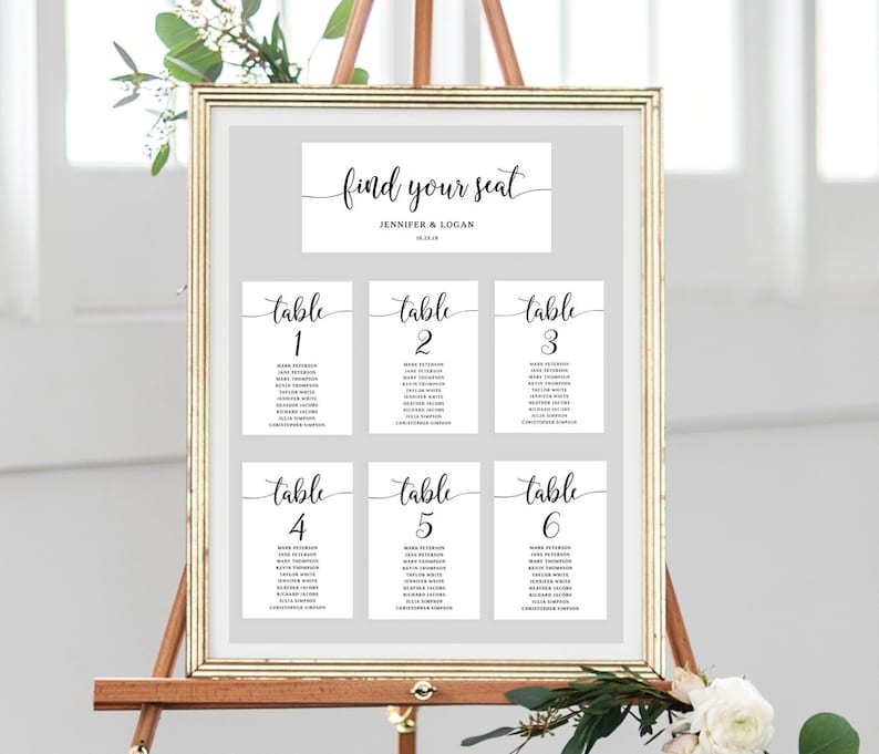 Rustic Wedding Seating Chart Template Seating Cards 5x7 | Etsy