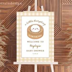 Dumpling Baby Shower Welcome Sign Template, A Little Dumpling Is On The Way, Dumpling Decorations, Dim Sum, Bao Bun Baby Shower, Editable