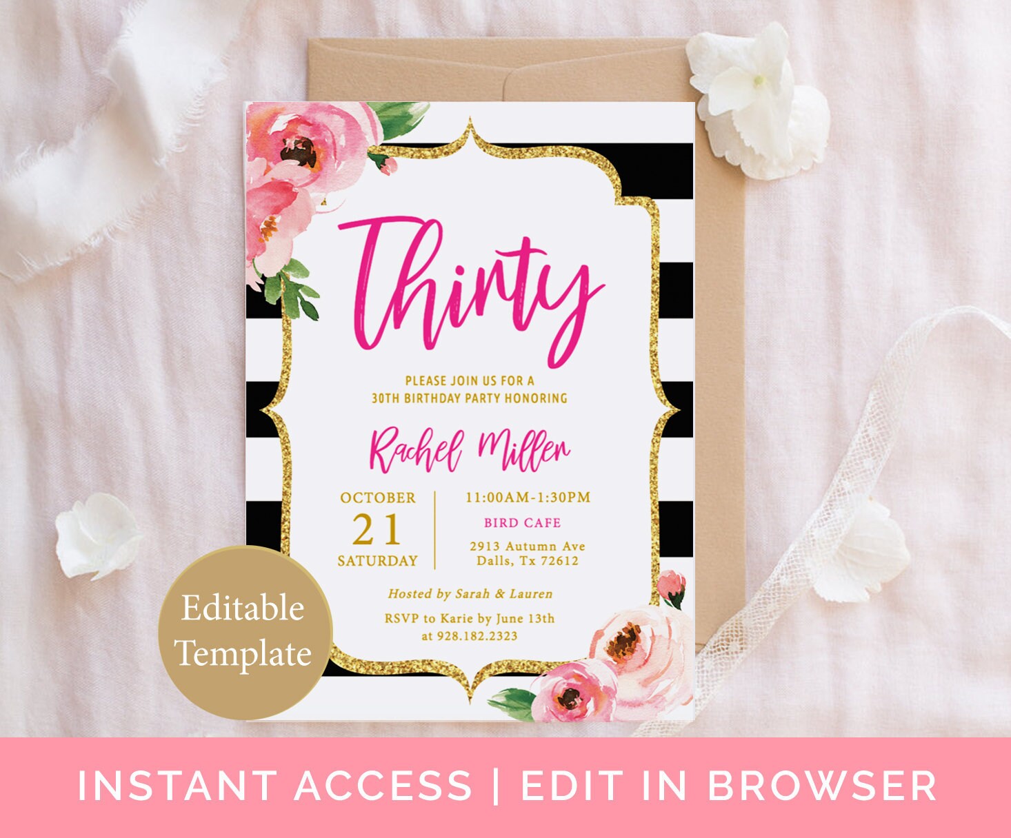 kate 30th birthday invitation template birthday 30th invitation templates free