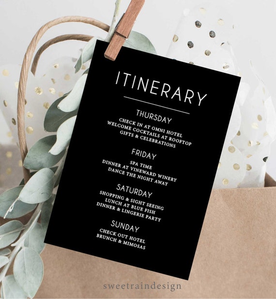 Black Bachelorette Weekend Itinerary Black Itinerary For Etsy