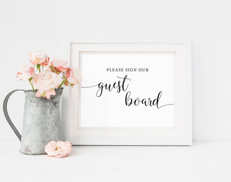 Please Sign Our Guest Board Printable, Please Sign Our Guest Board Sign, Rustic Wedding Guest Book Alternative, Wedding Board Reception Sign image 1