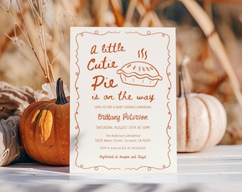 Little Cutie Pie Baby Shower Invitation Template, Canva Template, Cutie Pie Is On The Way, Fall Baby Shower Invite, Digital 019