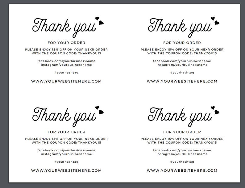 Business Thank You Card Editable Template Etsy Seller Thank | Etsy