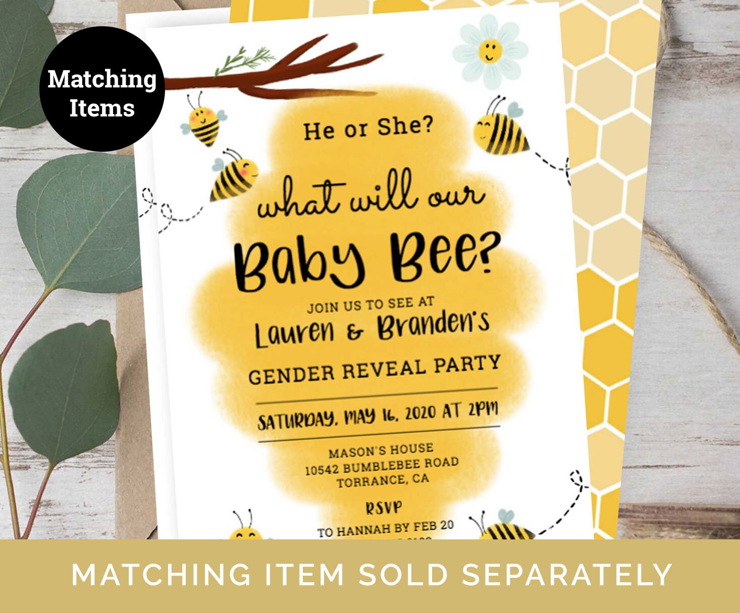 Baby Shower by Mail Invitation Template Bumble Bee Baby Etsy