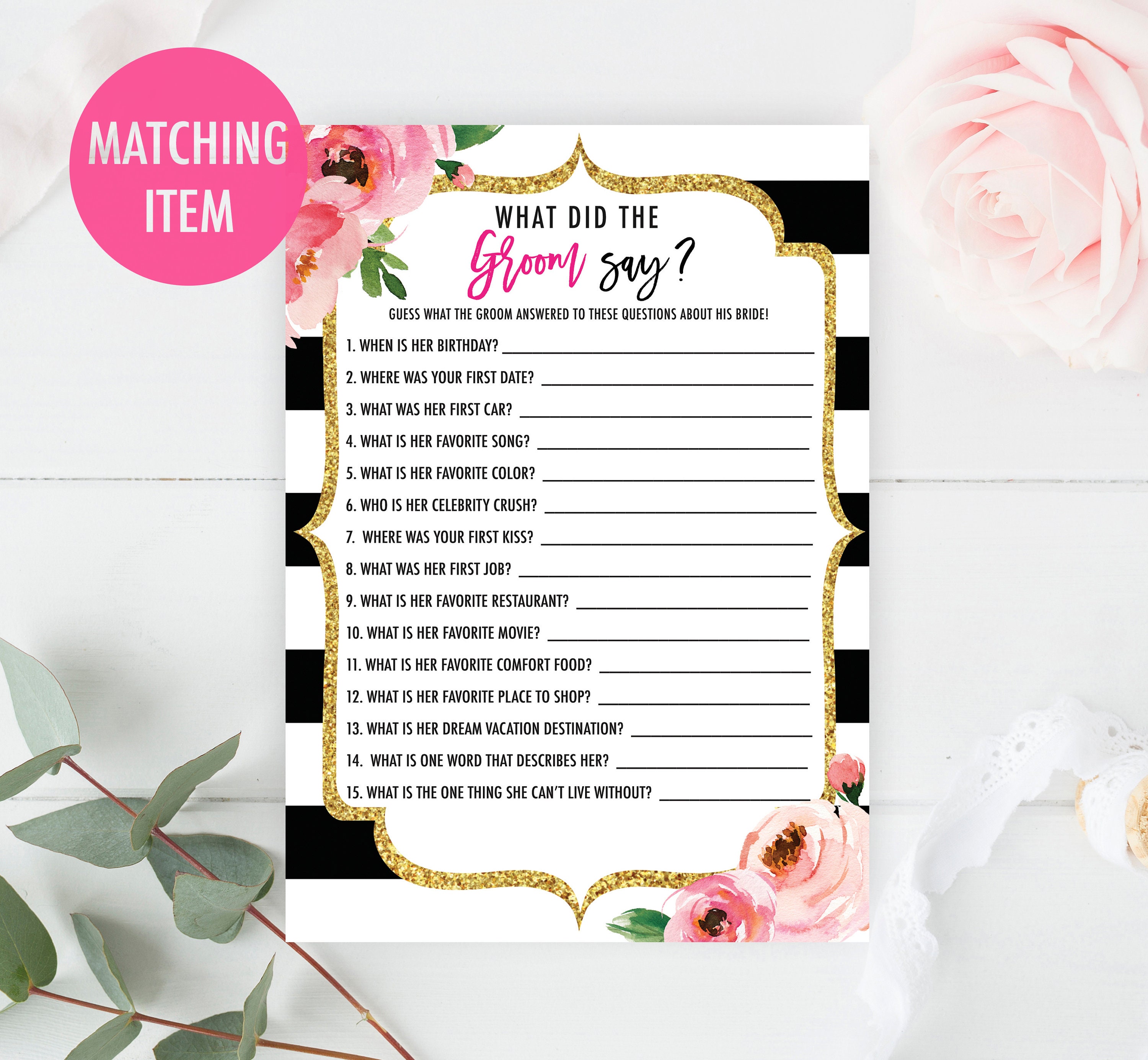 Find the Guest Game Popular Bridal Game Kate Bridal Shower Etsy