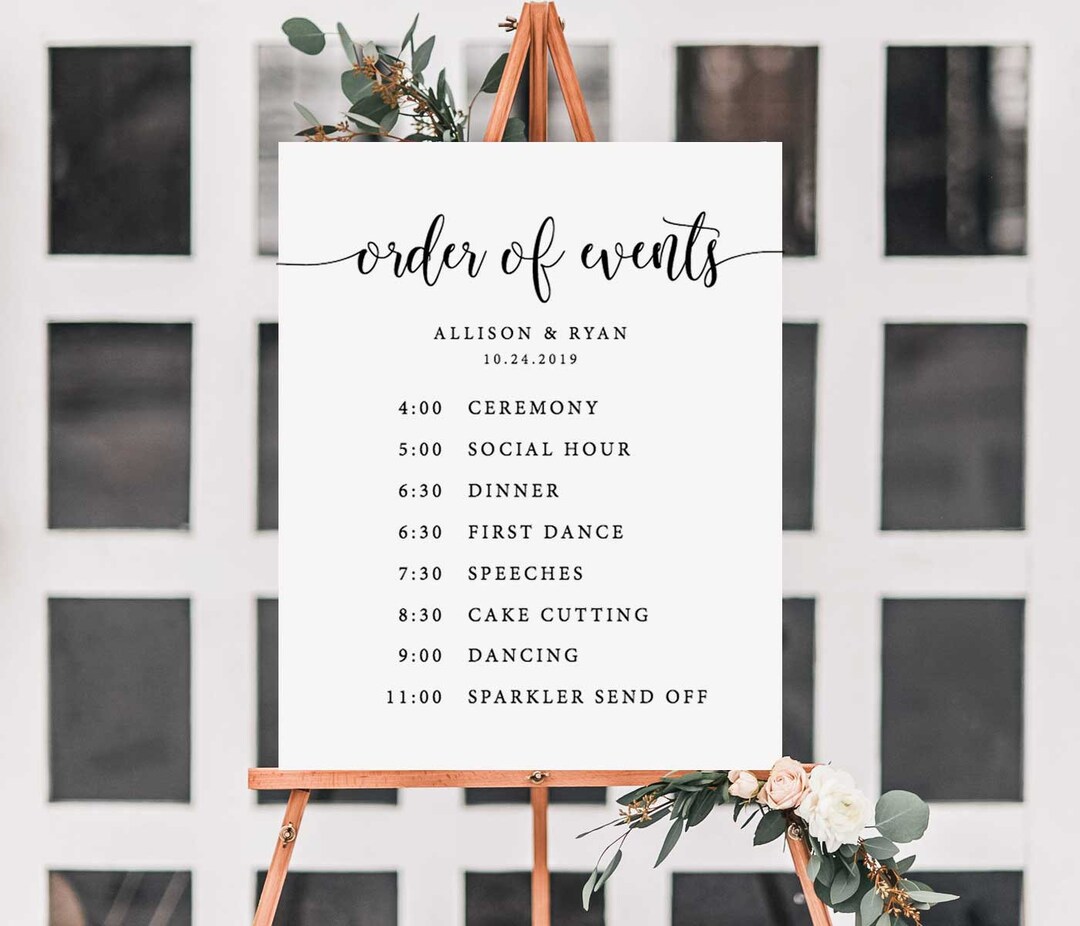 Order Of Events Sign Wedding Timeline Template Wedding Day Etsy Order Of Events Sign Wedding Timeline Template Wedding Day Etsy