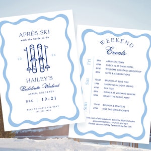 Apres Ski Bachelorette Party Invitation Template, Winter Bachelorette Party Weekend, Apres Ski Party, Skiing, Colorado Bach, Editable