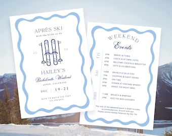 Apres Ski Bachelorette Party Invitation Template, Winter Bachelorette Party Weekend, Apres Ski Party, Skiing, Colorado Bach, Editable