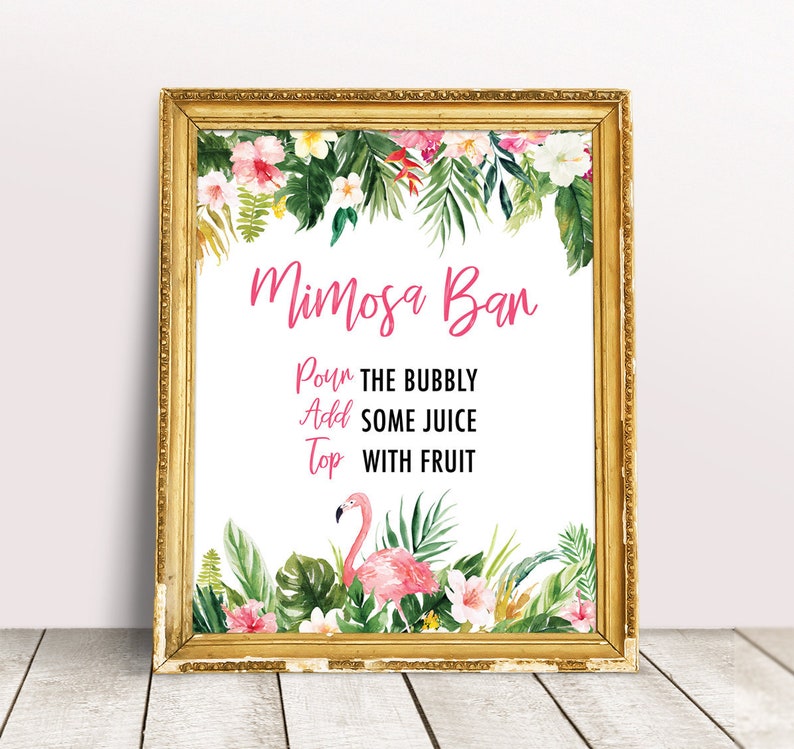Tropical Mimosa Bar Sign Tropical Bridal Shower Mimosa Sign Etsy