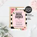Kate Bridal Shower Invitation Template, Black Stripes Invitation, Spade Bridal Shower Invitations, Printable Bridal Shower Invite Editable 
