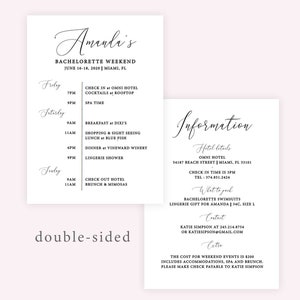 Bachelorette Itinerary Template, Printable Bachelorette Weekend ...