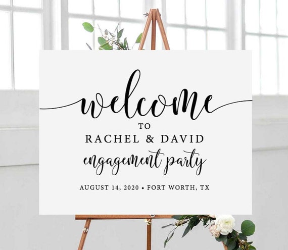 Engagement Party Sign Engagement Party Welcome Sign Welcome To Our Engagement Party Sign Wedding Template Large Welcome Sign Printable By Sweet Rain Design Catch My Party