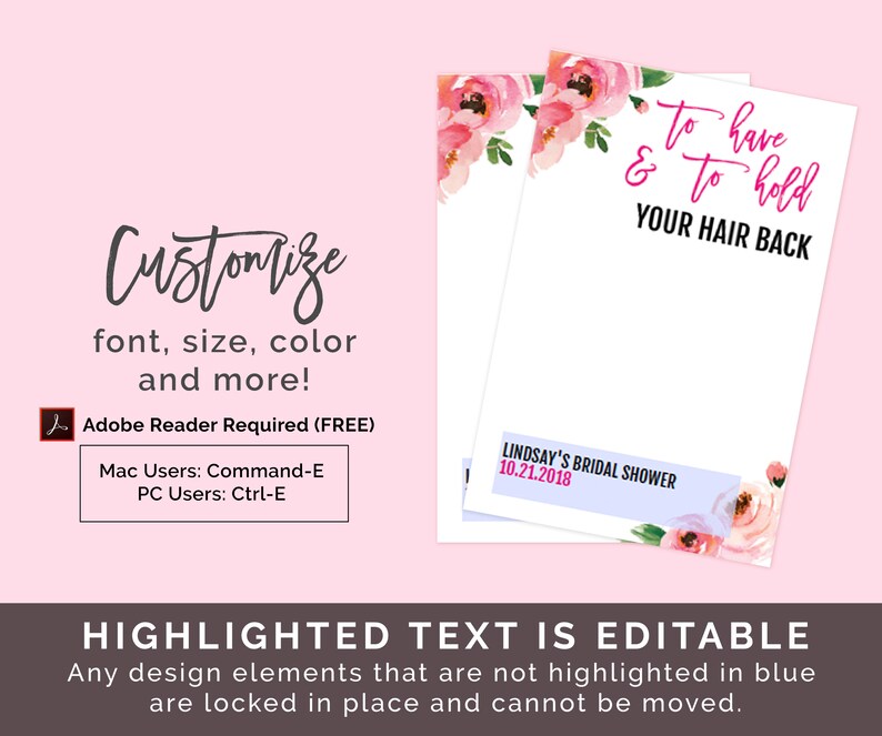 floral hair tie favors card template diy hair tie favor etsy