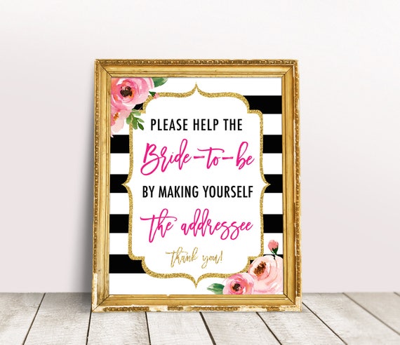 Address An Envelope Sign, Spade Bridal Shower Sign, Write Your Address, Help The Bride To Be, Envelope Sign, Floral Bridal Shower Decor DIY Il_570xn