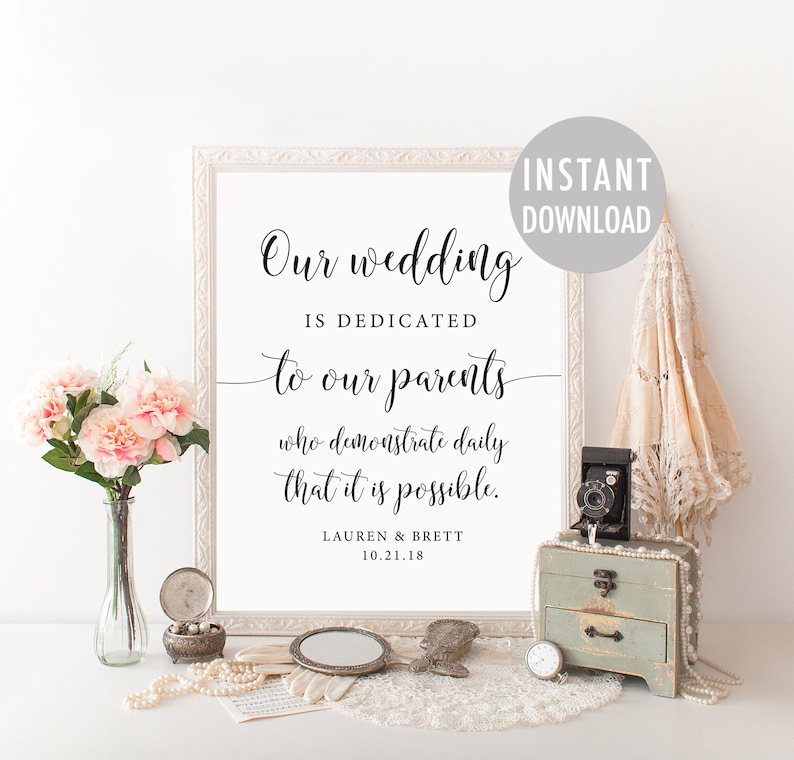 Parents Thank You Sign Wedding Is Dedicated To Our Parents Etsy