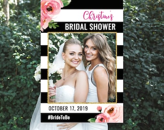 Kate Bridal Shower Photo Prop, Floral Photo Booth Frame, Spade Baby Shower Photo Prop Frame, Stripe Bridal Shower Poster, Kate Party Digital
