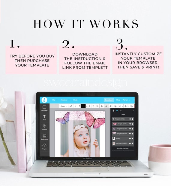 Striscione Foto 1° Compleanno - Decorazione Farfalle Per Feste Bambina - Foto 7