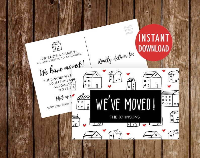 We've moved Postcards Template, Moving Announcement, We Moved Digital Download, Change of Address, We Have Moved, New Address Card New Home image 1