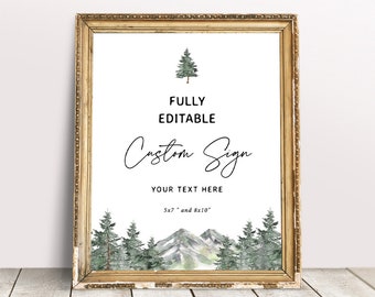 Winter Mountain Editable Sign 8x10, Citrus Printable, Forest Custom Sign, Boy Baby Shower Decorations, Custom Text Sign, Instant Download 08