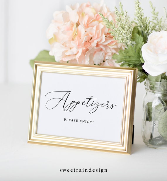 Appetizer Sign, Reception Sign, Dinner Menu Sign, Buffet Table Sign, Wedding Signage, Wedding Food Signs, Rustic Wedding Signs Il_570xn