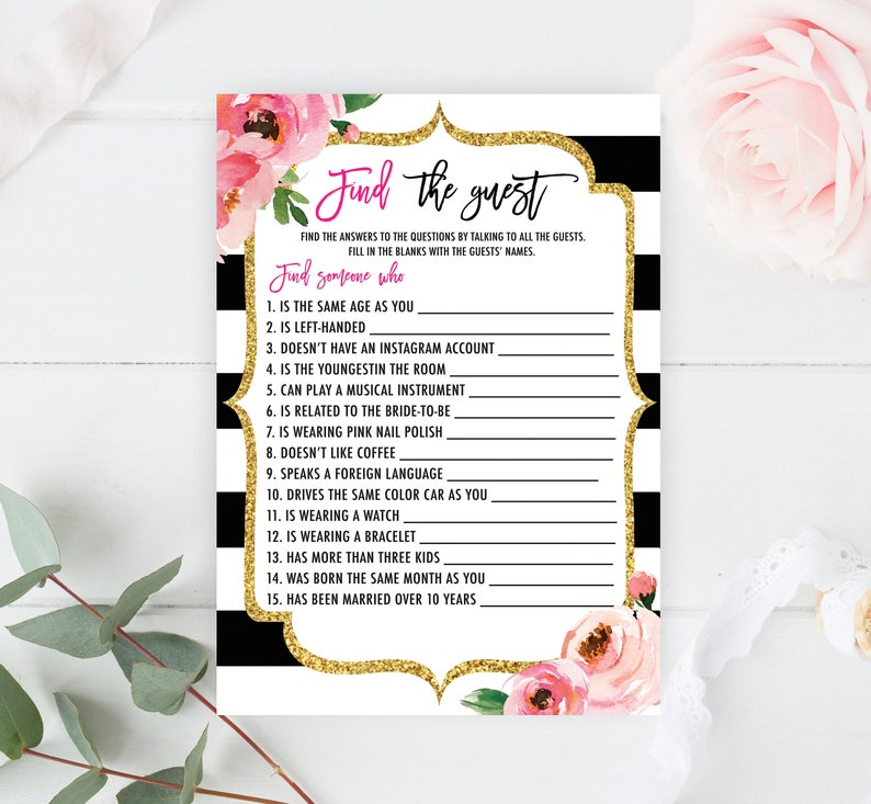 Kate Möhippa-lekpaket, utskrivbart möhippa-lekpaket, Bröllopsdusch-lek, Han sa att hon sa, Blommiga möhippa-aktiviteter DIY bild 7