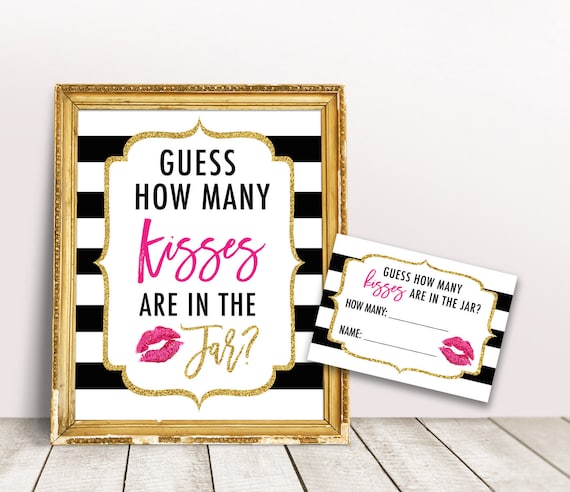 How Many Kisses Printable Game, Kate Bridal Shower Games, Guess the Kisses, Wedding Shower Game, Spade Shower Bachelorette Party Games DIY Il_570xn