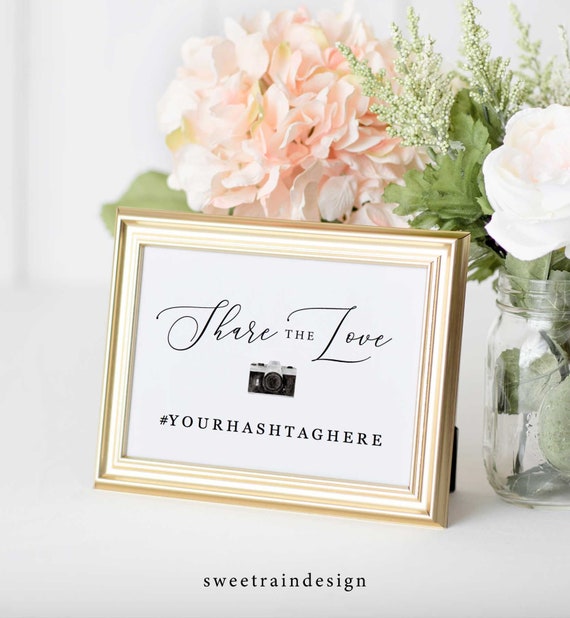 Wedding Hashtag Sign Template, Share the Love Sign, Hashtag Sign for Wedding, Wedding Hashtag Signs, Social Media Wedding Sign, Download Il_570xn