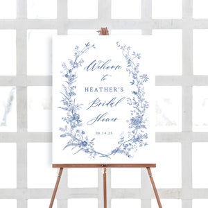 Something Blue Bridal Shower Welcome Sign Template, Something Blue Before I do, Vintage Floral, Dusty Blue Decorations, Victorian Decor 14